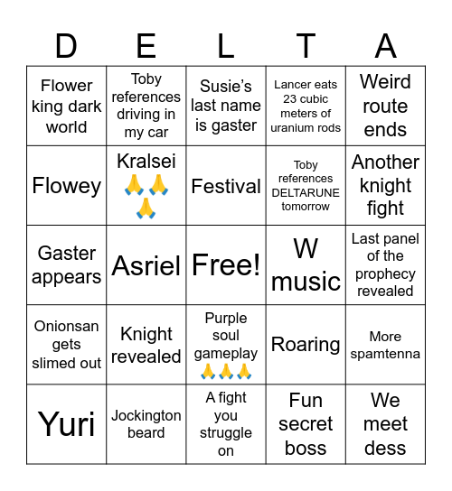 Deltarune ch5 bingo board Bingo Card