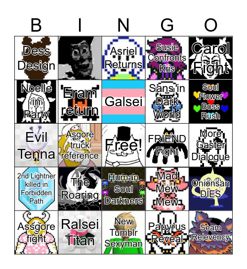 Deltarune Chapter 5 Bingo Card