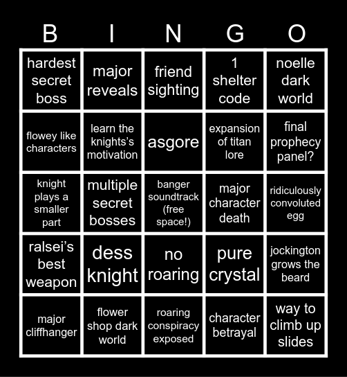DELTARUNE chapter 5 Bingo Card