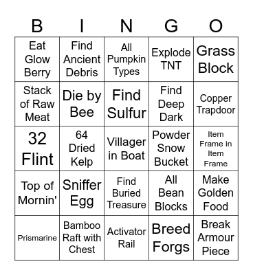 MINECRAFT BINGO 12.0 Bingo Card