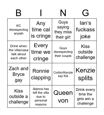 Casa Bingo Card