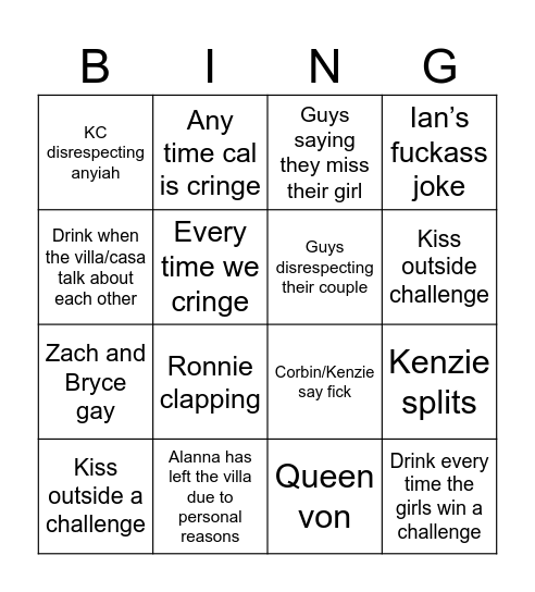 Casa Bingo Card