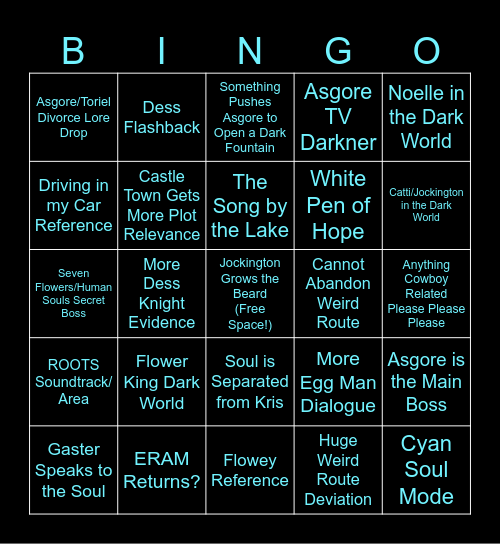 Deltarune Chapter 5 Bingo! Bingo Card
