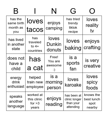 MA--Resident Bingo Card