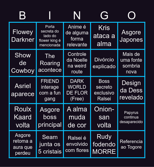 DELTARUNE CAPITULO 5 FRANKIE EDITION Bingo Card