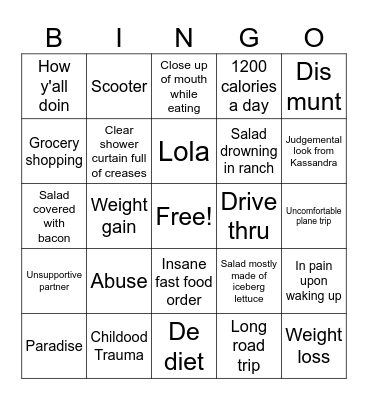 My 600 Pound Life Bingo Card