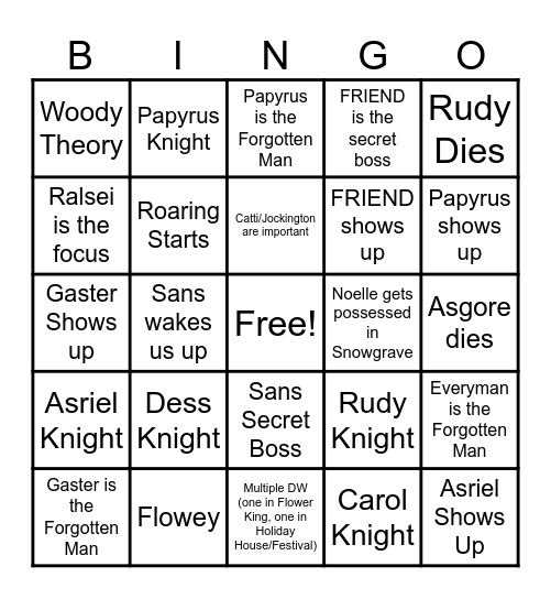 DELTARUNE CHAPTER 5 Bingo Card