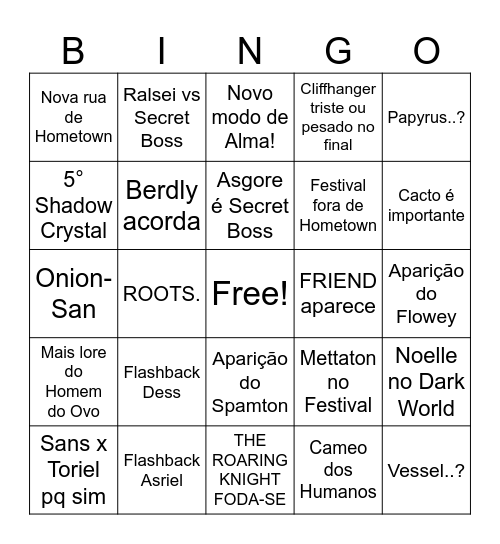 MY DELTARUNE Bingo Card