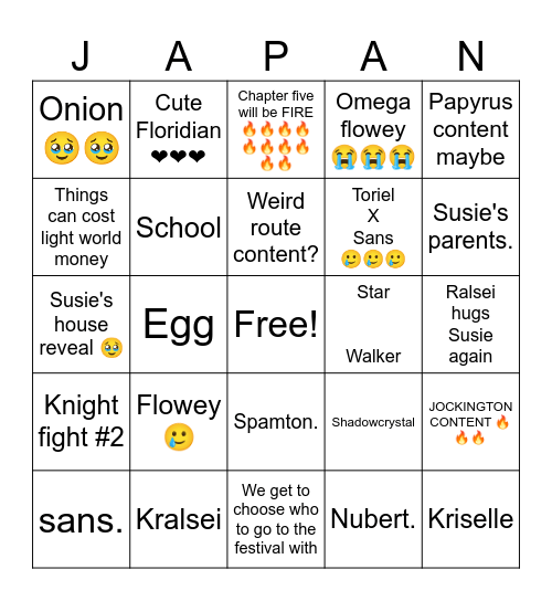 Deltarune chapter 5 omlll Bingo Card