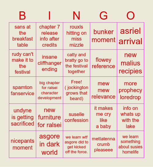 chapter 5 bingo Card