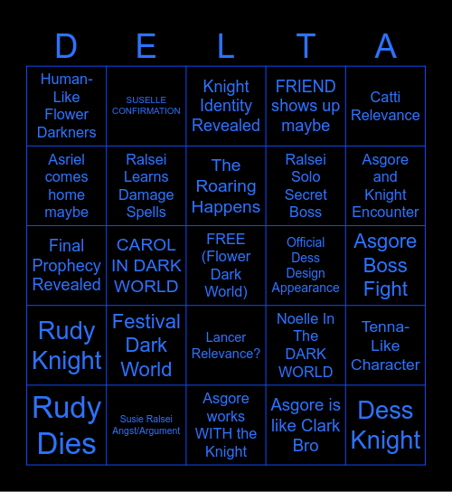 deltarune chapter 5 bingo Card