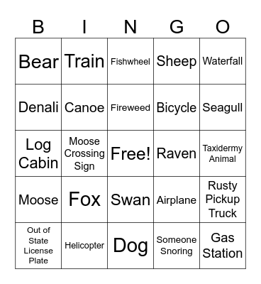 Amy's Alaska & The Yukon Road Trip Bingo Card