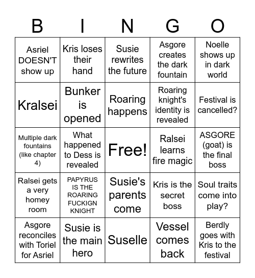 deltarune. Bingo Card