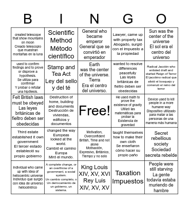 Revolution Bingo Card