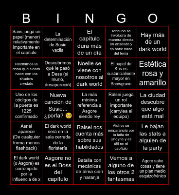 DELTARUNE Chapter 5 Bingo Card