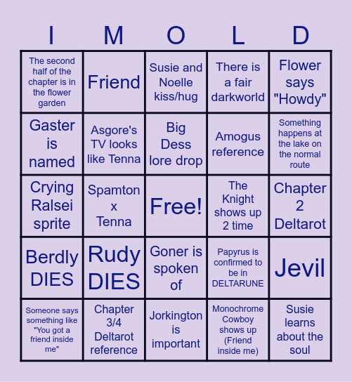 Chapter 5 Bingo Card