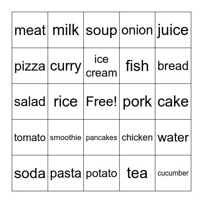 FOOD BINGO Card