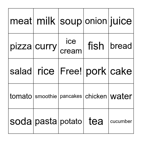 FOOD BINGO Card