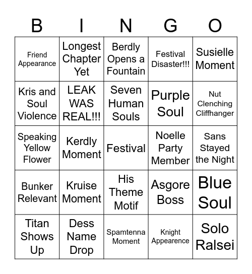 DELTARUNE Bingo Card