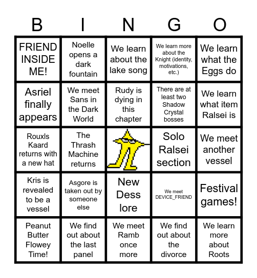 Deltarune Chapter 5 Bingo Card