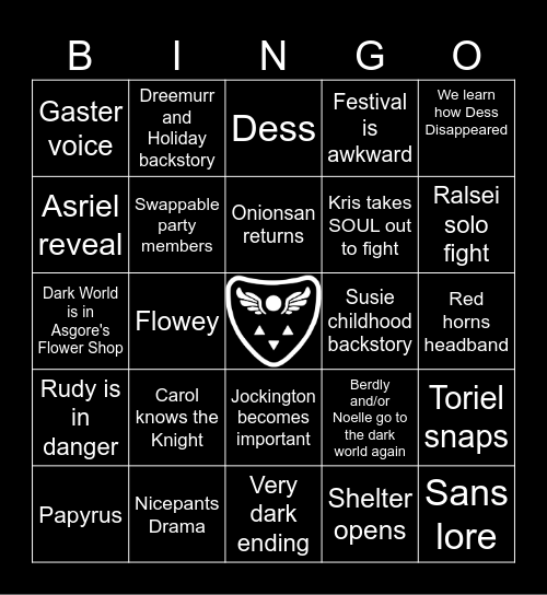Deltarune Chapter 5 Bingo Card
