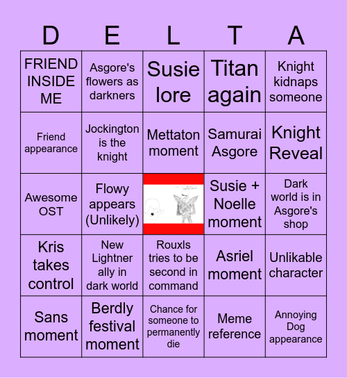 Deltarune Ch 5 Bingo Card