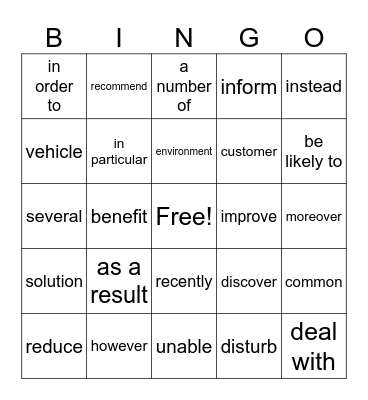 eiken 2 Bingo Card