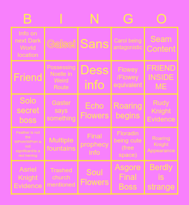 Deltarune Chapter 5!!!1!! Bingo Card