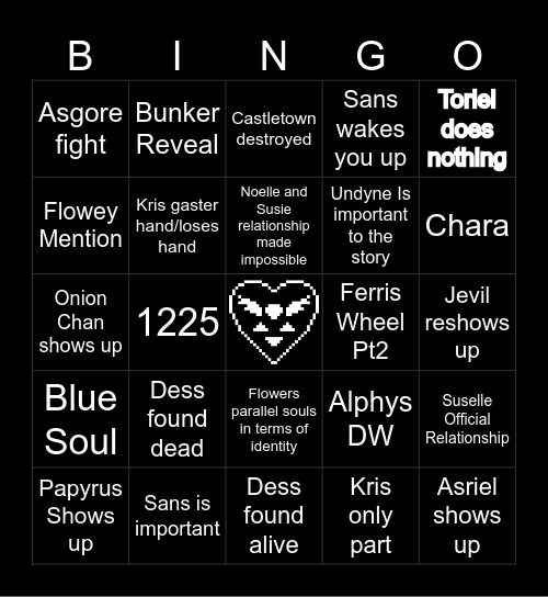 DELTARUNE Bingo Card