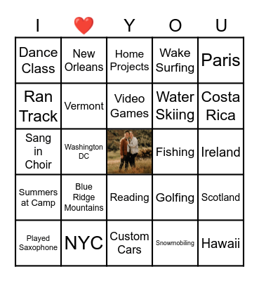 Andie + Justin Bingo Card