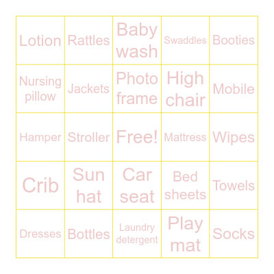 Baby Bingo Card