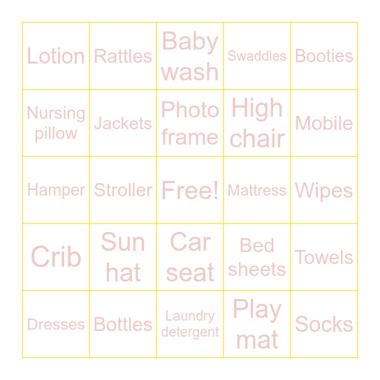 Baby Bingo Card