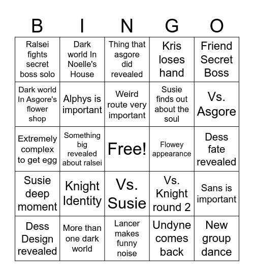 DELTARUNE CHAPTER 5 Bingo Card