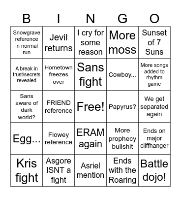DELTARUNE 5 Bingo Card