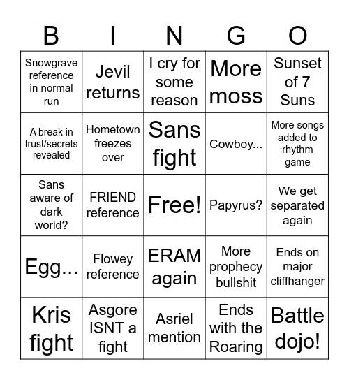 DELTARUNE 5 Bingo Card