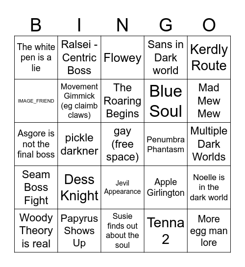 Deltarune Bingo Card