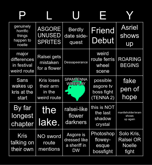 FINAL BINGO CARD FOR DELTARUNE. Bingo Card