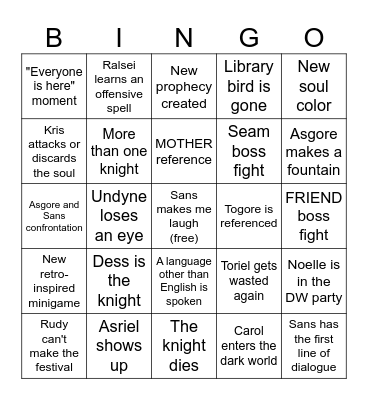 DELTARUNE CHAPTER 5 BINGO Card
