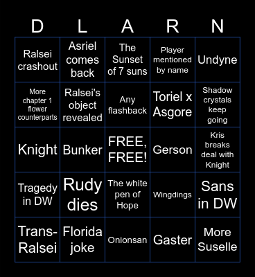 DELTARUNE Chapter 5 Bingo Card