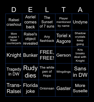 DELTARUNE Chapter 5 Bingo Card