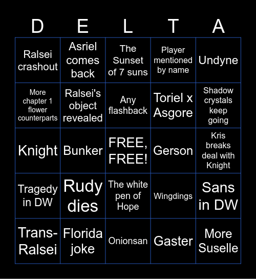DELTARUNE Chapter 5 Bingo Card
