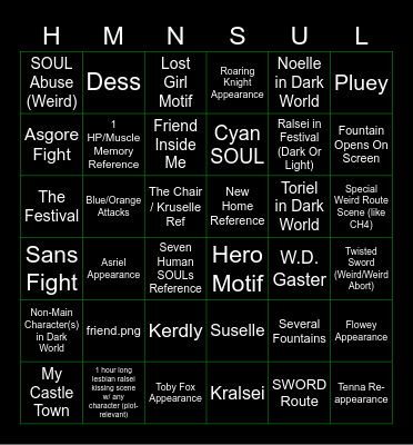 DELTARUNE Bingo Card