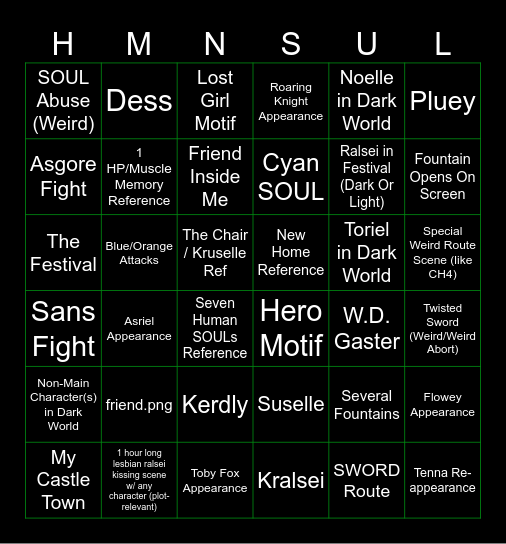 DELTARUNE Bingo Card