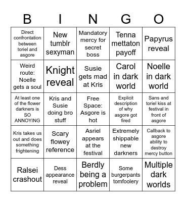 Deltarune c5 bingo Card