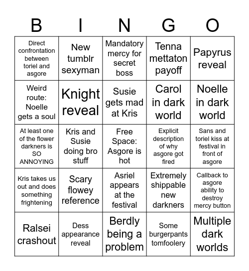 Deltarune c5 bingo Card