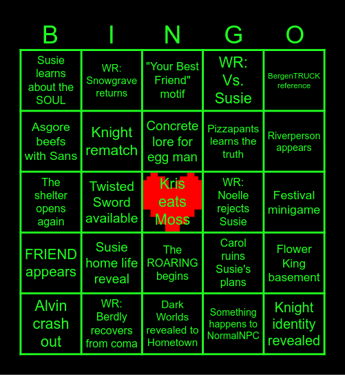 DELTARUNE: Ch 5 Bingo Card