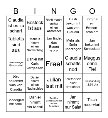 Mittags Bingo Card