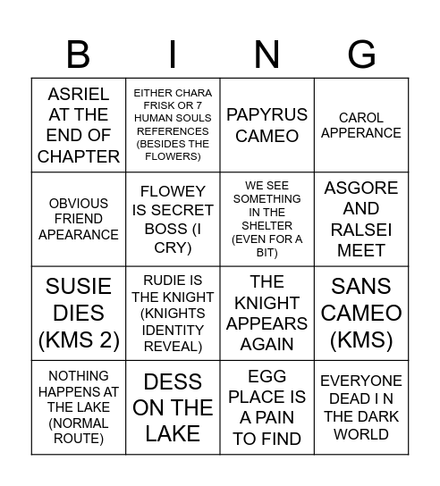 DELTARUBE CHAPTER 5 Bingo Card