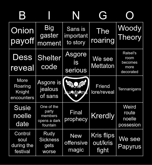 Deltarune Chapter 5 Bingo Card