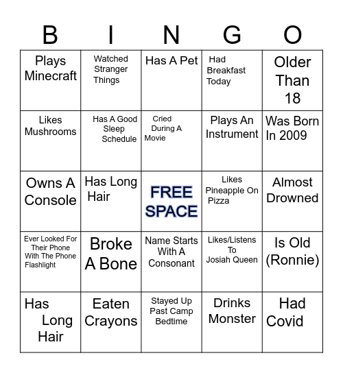 HUMAN BINGO Card